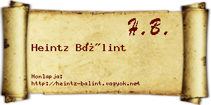 Heintz Bálint névjegykártya